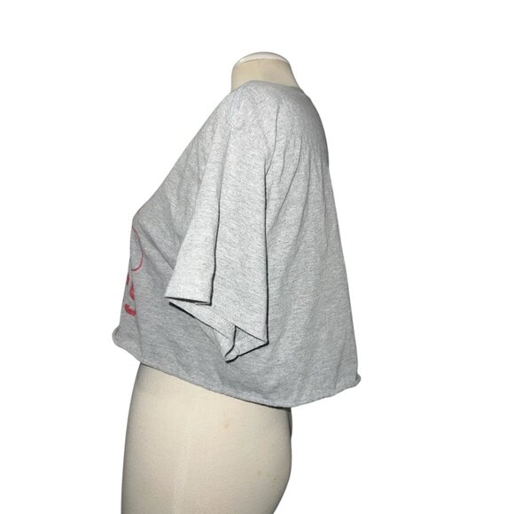 Harvard Athletics Gray Crop Top T-Shirt Womens Sz Large 100% Cotton Casual Light - Picture 4 of 6